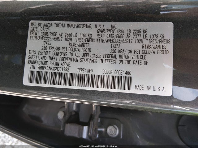 44992110 :رقم المزاد ، 7MMVABAMXSN381782 vin ، 2025 Mazda Cx-50 2.5 S Select Package مزاد بيع