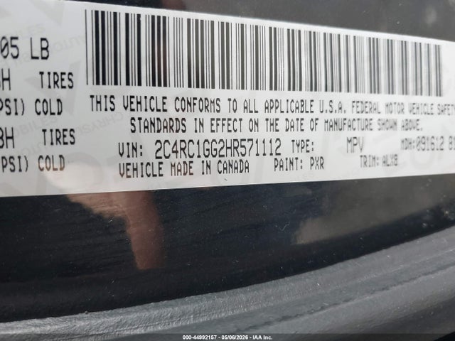 Продажа на аукционе авто 2017 Chrysler Pacifica Limited, vin: 2C4RC1GG2HR571112, номер лота: 44992157