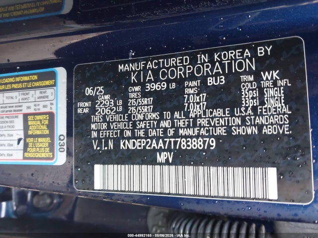 Aukcja sprzedaży 2026 Kia Seltos Lx, vin: KNDEP2AA7T7838879, numer aukcji: 44992165