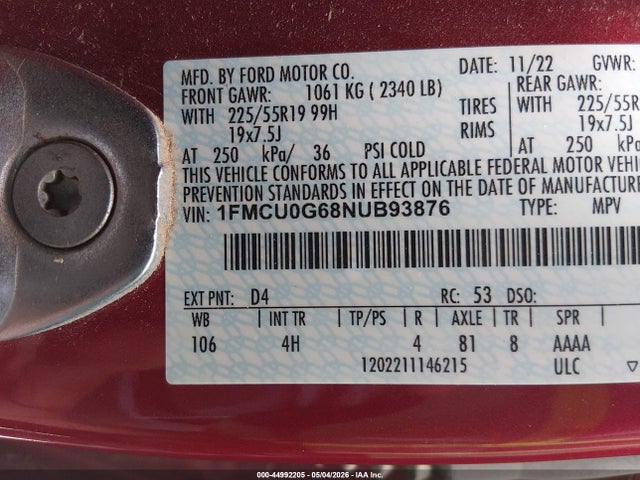 Ford ESCAPE SE 2022 1FMCU0G68NUB93876 Image 9