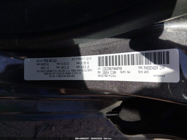 Продаж на аукціоні авто 2015 Chrysler 200 Limited, vin: 1C3CCCAB1FN646749, номер лоту: 44992207