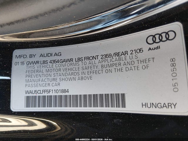 Aukcja sprzedaży 2015 Audi A3 1.8t Premium, vin: WAU5CLFF5F1101884, numer aukcji: 44992224