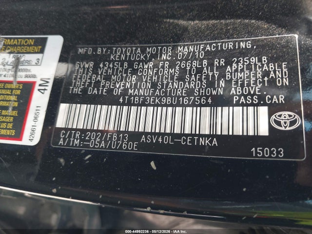 Aukcja sprzedaży 2011 Toyota Camry, vin: 4T1BF3EK9BU167564, numer aukcji: 44992236