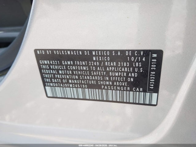 3VWD07AJ9FM245190 Volkswagen Jetta 1.8t Se