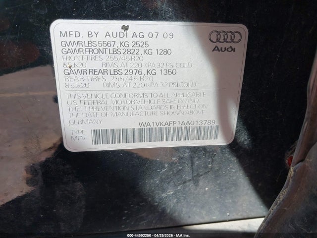 Aukcja sprzedaży 2010 Audi Q5 3.2 Premium, vin: WA1VKAFP1AA013789, numer aukcji: 44992250