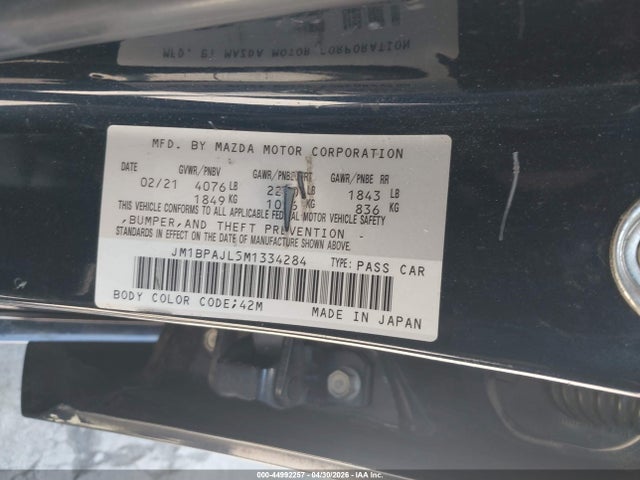 JM1BPAJL5M1334284 Mazda Mazda3 2.5 S