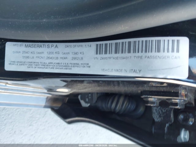 Продаж на аукціоні авто 2014 Maserati Ghibli S Q4, vin: ZAM57RTA3E1094317, номер лоту: 44992280