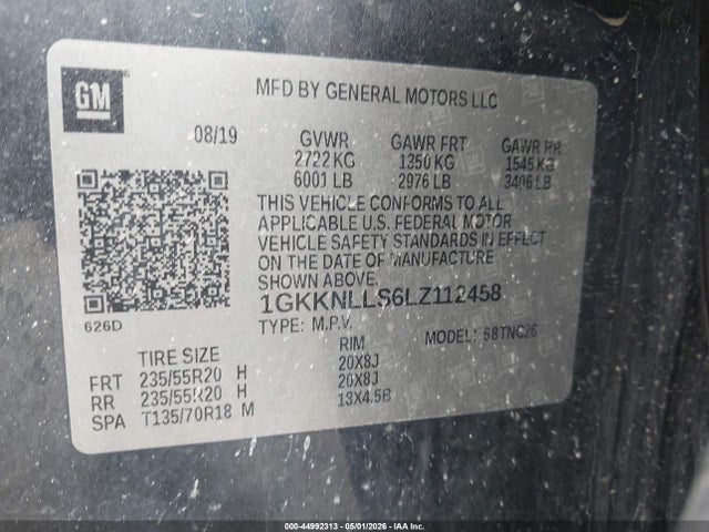2020 Gmc Acadia Awd At4 მანქანა იყიდება აუქციონზე, vin: 1GKKNLLS6LZ112458, აუქციონის ნომერი: 44992313