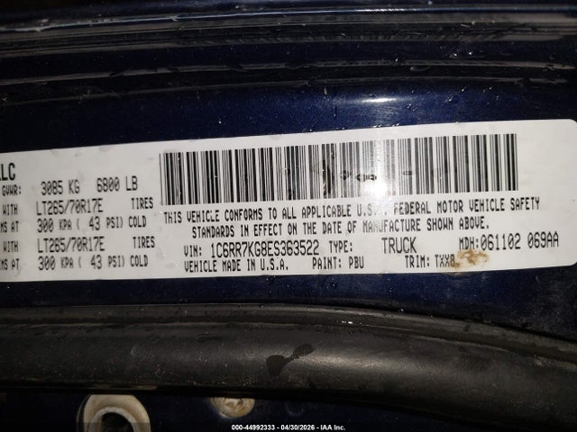 Aukcja sprzedaży 2014 Ram 1500 Tradesman, vin: 1C6RR7KG8ES363522, numer aukcji: 44992333