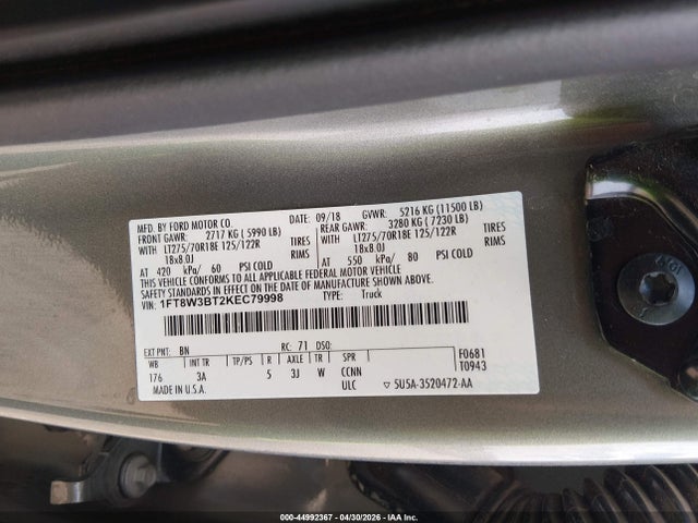 Ford F-350 Xlt 2019 1FT8W3BT2KEC79998 Image 9