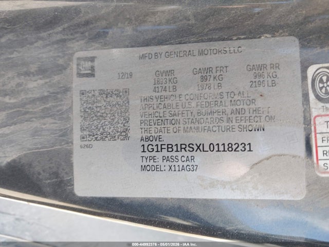 Продажа на аукционе авто 2020 Chevrolet Camaro Rwd  1lt, vin: 1G1FB1RSXL0118231, номер лота: 44992376