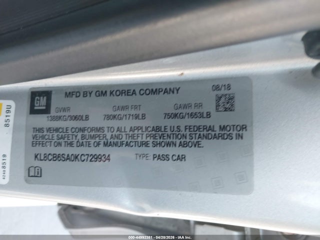Chevrolet Spark Ls Cvt 2019 KL8CB6SA0KC729934 Image 9