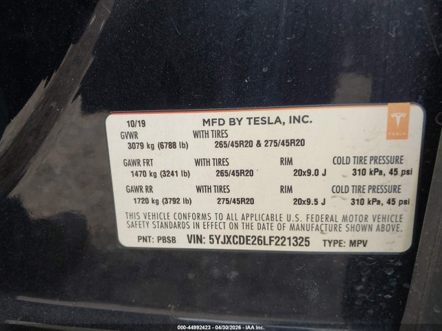 Продажа на аукционе авто 2020 Tesla Model X Long Range Dual Motor All-wheel Drive/long Range Plus Dual Motor All-wheel Drive, vin: 5YJXCDE26LF221325, номер лота: 44992423