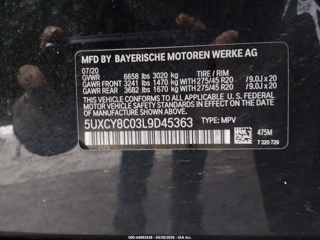 Продаж на аукціоні авто 2020 Bmw X6 M50i, vin: 5UXCY8C03L9D45363, номер лоту: 44992436