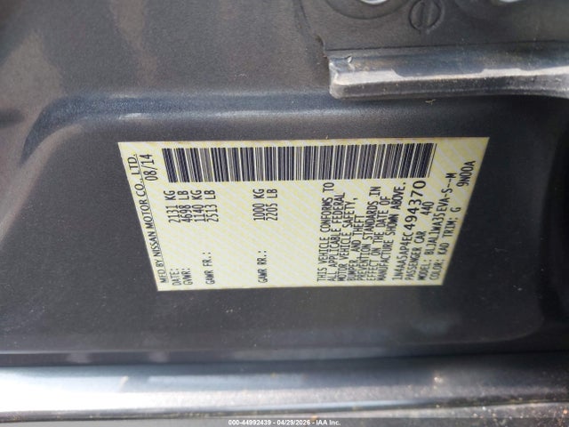 Nissan Maxima 3.5 Sv 2014 1N4AA5AP4EC494370 Image 9