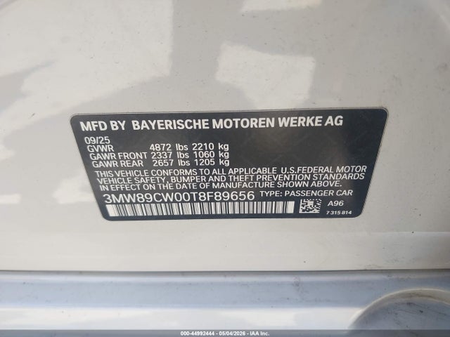 Aukcja sprzedaży 2026 Bmw 330i Xdrive Na, vin: 3MW89CW00T8F89656, numer aukcji: 44992444