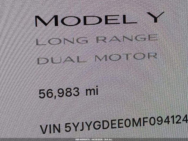 5YJYGDEE0MF094124 Tesla Model Y Long Range Dual Motor All-wheel Drive