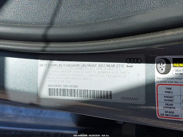 Продажа на аукционе авто 2013 Audi A6 2.0t Premium, vin: WAUGFAFC1DN145980, номер лота: 44992486