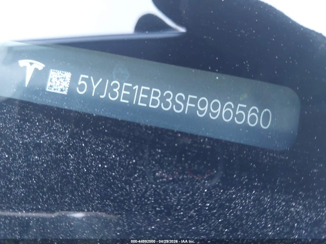 Aukcja sprzedaży 2025 Tesla Model 3 Long Range All-wheel Drive, vin: 5YJ3E1EB3SF996560, numer aukcji: 44992500