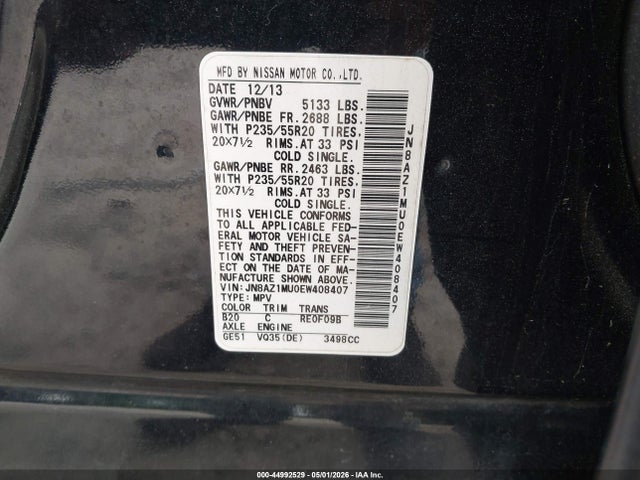 JN8AZ1MU0EW408407 Nissan Murano Le