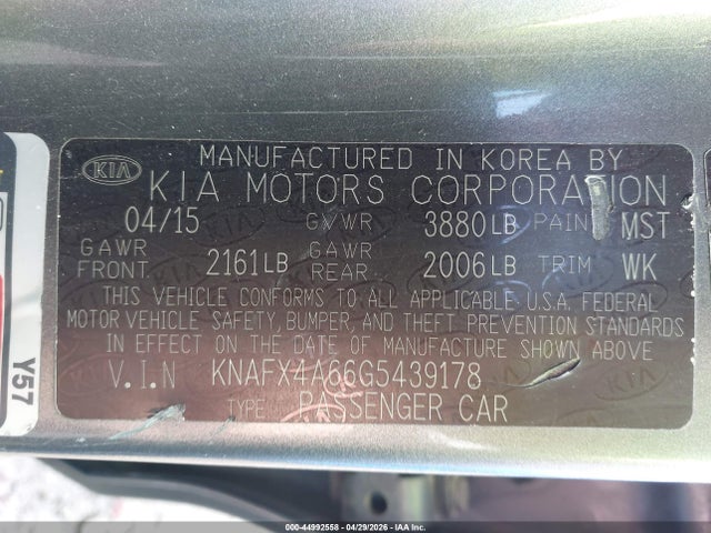 Продаж на аукціоні авто 2016 Kia Forte Lx, vin: KNAFX4A66G5439178, номер лоту: 44992558