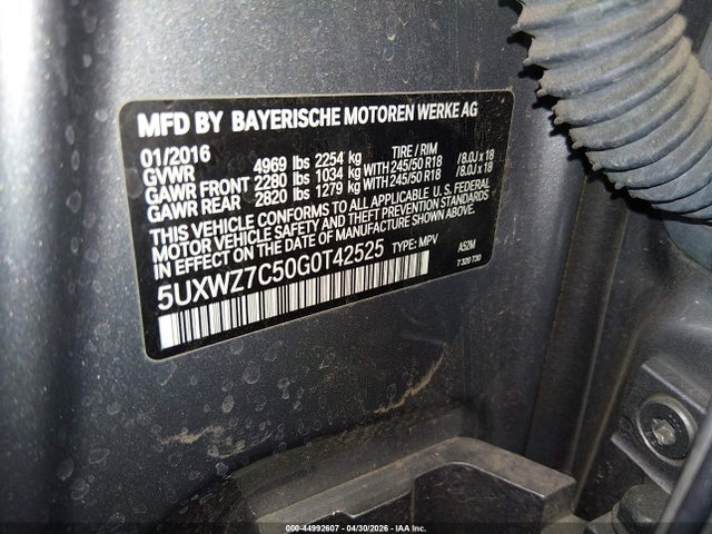 5UXWZ7C50G0T42525 BMW X3 Sdrive28i