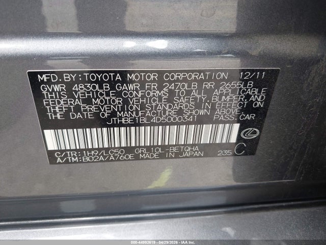 Aukcja sprzedaży 2013 Lexus Gs 350, vin: JTHBE1BL4D5000341, numer aukcji: 44992619