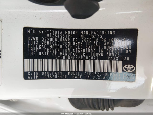 Toyota COROLLA L 2014 5YFBURHE4EP000873 Image 9