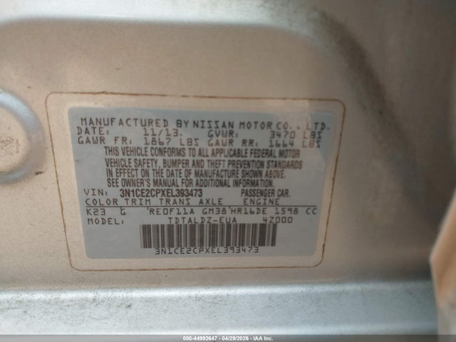 Aukcja sprzedaży 2014 Nissan Versa Note Sv, vin: 3N1CE2CPXEL393473, numer aukcji: 44992647