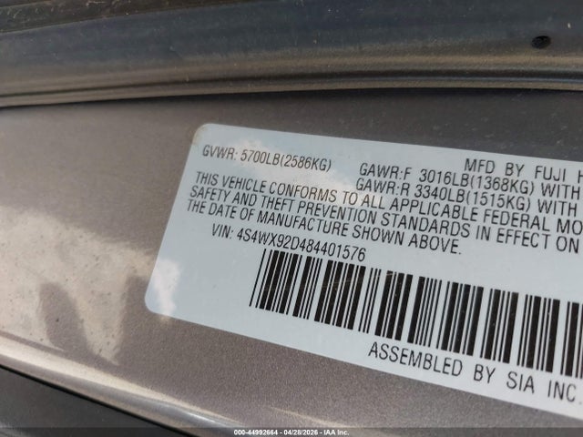 Продажа на аукционе авто 2008 Subaru Tribeca Limited 5-passenger, vin: 4S4WX92D484401576, номер лота: 44992664