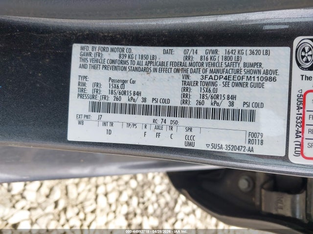 Ford FIESTA SE 2015 3FADP4EE0FM110986 Image 9