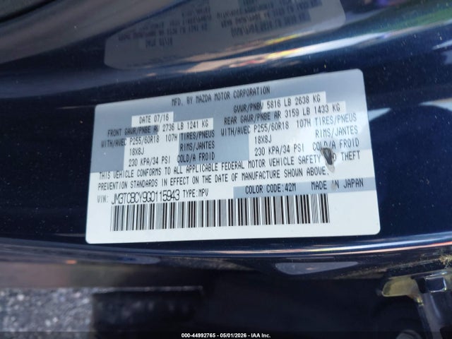 Продаж на аукціоні авто 2016 Mazda Cx-9 Touring, vin: JM3TCBCY9G0115943, номер лоту: 44992765