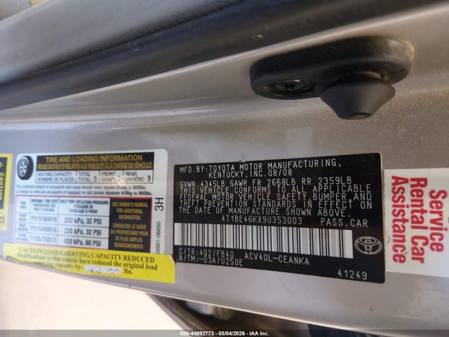 Aukcja sprzedaży 2009 Toyota Camry Se/le/xle, vin: 4T1BE46KX9U353003, numer aukcji: 44992773