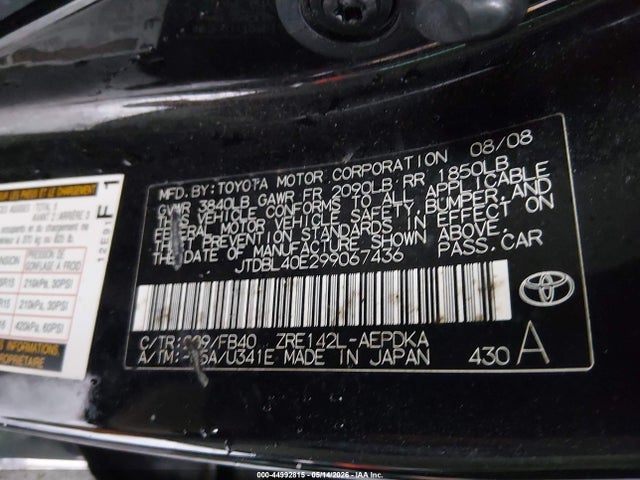 Продажа на аукционе авто 2009 Toyota Corolla Le, vin: JTDBL40E299067436, номер лота: 44992815