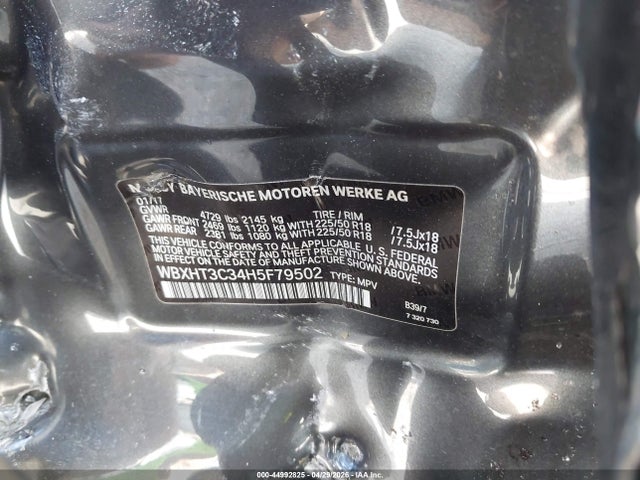 44992825 :رقم المزاد ، WBXHT3C34H5F79502 vin ، 2017 Bmw X1 Xdrive28i مزاد بيع