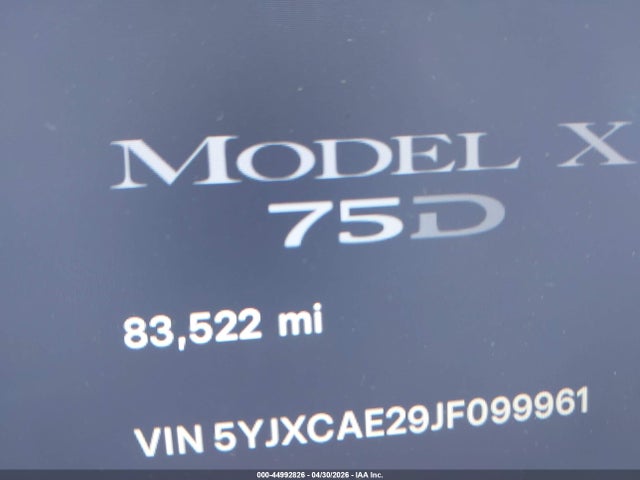 Продажа на аукционе авто 2018 Tesla Model X 100d/75d/p100d, vin: 5YJXCAE29JF099961, номер лота: 44992826