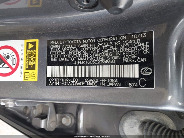 Aukcja sprzedaży 2014 Lexus Es 350, vin: JTHBK1GG5E2094950, numer aukcji: 44992844
