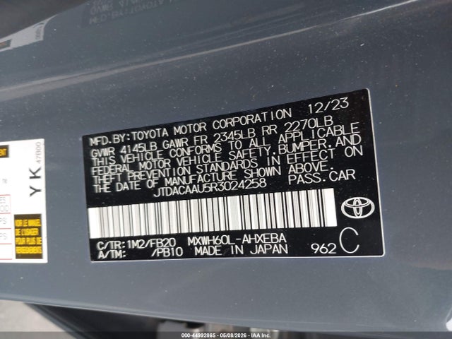 JTDACAAU5R3024258 Toyota Prius Le