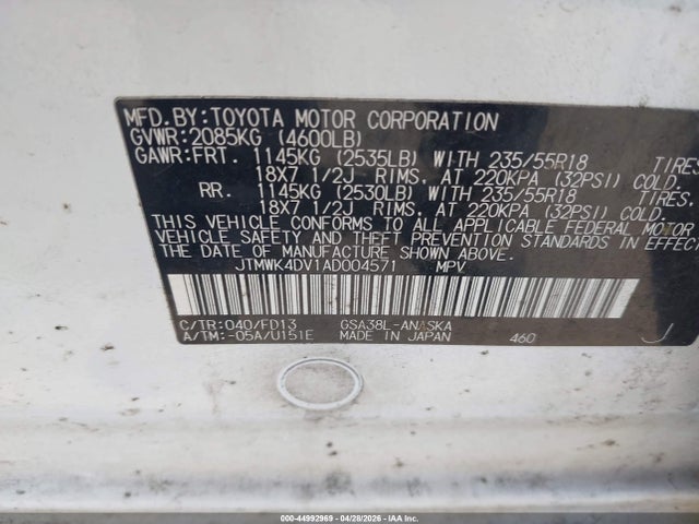 Aukcja sprzedaży 2010 Toyota Rav4 Sport V6, vin: JTMWK4DV1AD004571, numer aukcji: 44992969