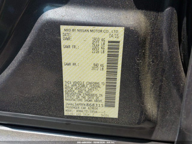 Продаж на аукціоні авто 2015 Nissan Altima 2.5 Sl, vin: 1N4AL3AP9FN868315, номер лоту: 44993004
