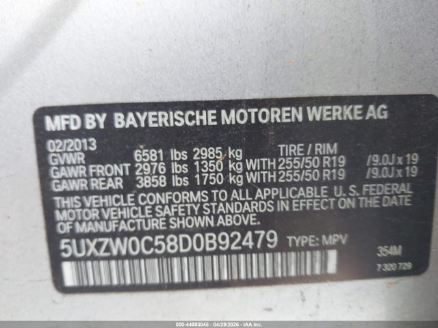 Продаж на аукціоні авто 2013 Bmw X5 Xdrive35d, vin: 5UXZW0C58D0B92479, номер лоту: 44993045