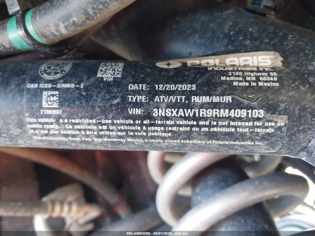 44993090 :رقم المزاد ، 3NSXAW1R9RM409103 vin ، 2024 Polaris Ranger Xd 1500 Northstar Edition Ultimate مزاد بيع