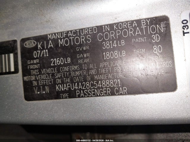 Aukcja sprzedaży 2012 Kia Forte Ex, vin: KNAFU4A28C5488821, numer aukcji: 44993132