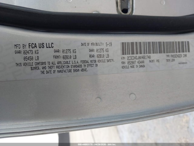 44993175 :رقم المزاد ، 2C3CDXGJ0KH661748 vin ، 2019 Dodge Charger Scat Pack Rwd مزاد بيع