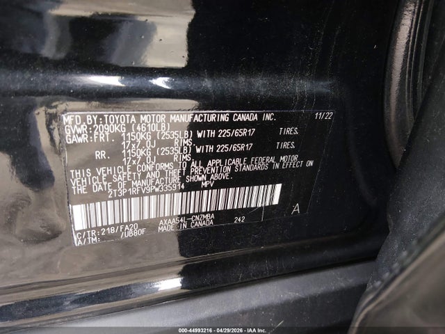 44993216 :رقم المزاد ، 2T3P1RFV9PW335914 vin ، 2023 Toyota Rav4 Xle مزاد بيع