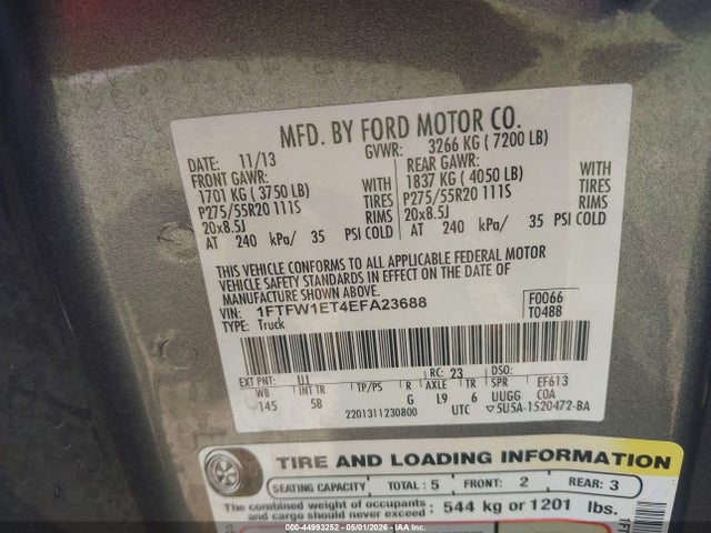 Ford F-150 Fx4 2014 1FTFW1ET4EFA23688 Image 9