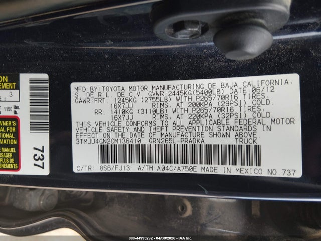 Aukcja sprzedaży 2012 Toyota Tacoma Prerunner V6, vin: 3TMJU4GN2CM136410, numer aukcji: 44993292