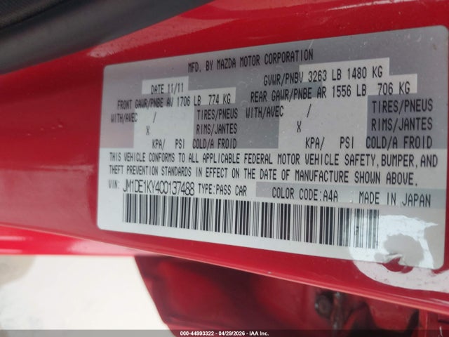 Aukcja sprzedaży 2012 Mazda Mazda2 Sport, vin: JM1DE1KY4C0137488, numer aukcji: 44993322