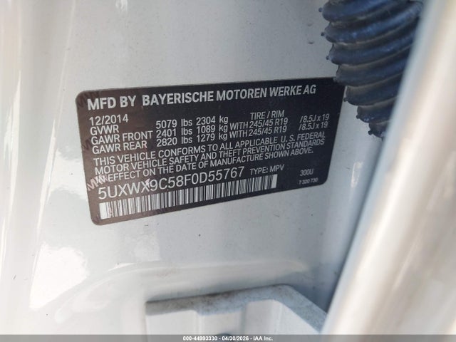 Продаж на аукціоні авто 2015 Bmw X3 Xdrive28i, vin: 5UXWX9C58F0D55767, номер лоту: 44993330