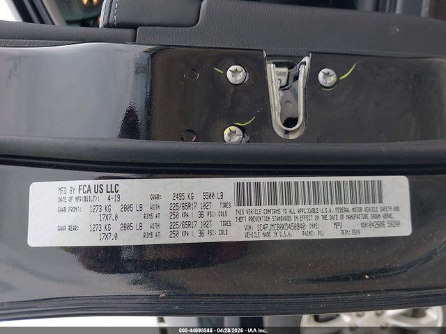 2019 Jeep Cherokee Latitude 4x4 მანქანა იყიდება აუქციონზე, vin: 1C4PJMCB0KD450940, აუქციონის ნომერი: 44993345